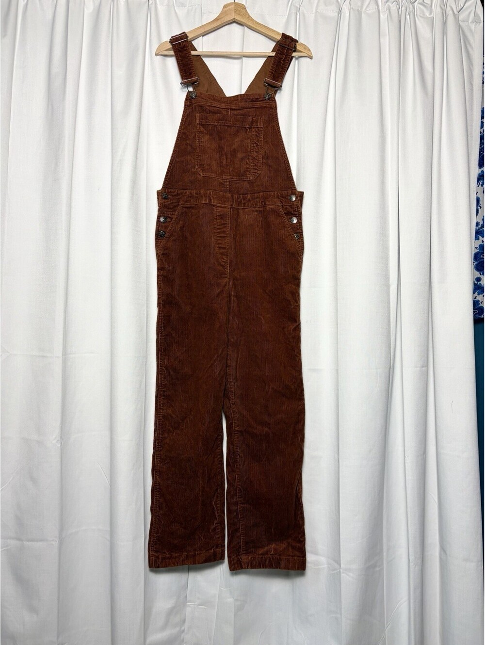 Boden Corduroy Chocolate Brown Relaxed Straight Leg Overalls. Size 10. $188 - Picture 2 of 9